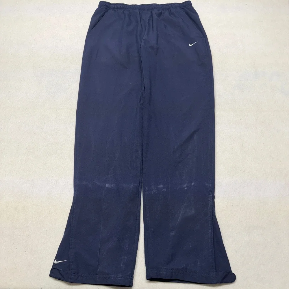 Vintage Y2K Nike Track‎ Pants Windbreaker Joggers Fleece Lined Navy Blue Mens XL